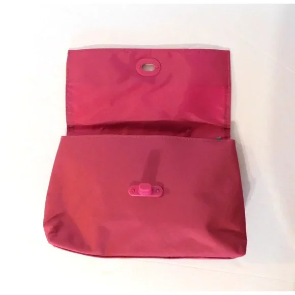 Clutch Cosmetic Bag Pink Multicolor Geometric Pattern Turn Twist Closure - Picture 4 of 5